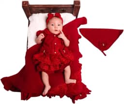 Saída de Maternidade Para Bebê Luxo Verão Vermelho 04 Peças