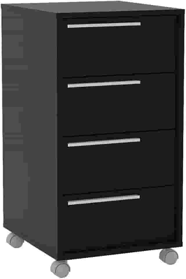 Gaveteiro Maia 4 Gavetas com Rodízios Preto Politorno