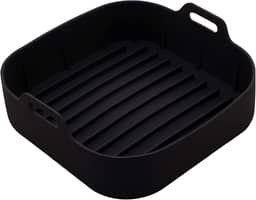 LYOR - Forma Quadrada de Silicone para Air Fryer Preta 20Cm x 7Cm