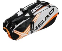 Bolsa de Tênis, 3-6 Raquetes, Compartimento para Sapatos, Preto/Branco/Laranja