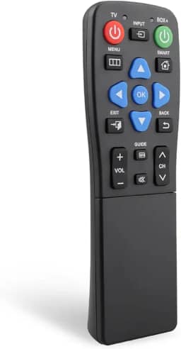 Controle remoto de TV com botão grande, à prova d'água, 4 em 1, universal para idosos com funções de aprendizagem, fácil de usar e configurar para TV DVD/VCR/DVB, caixa de transmissão, barra de som,