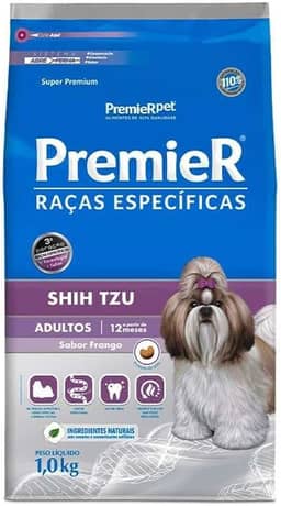 Ração Premier Shih Tzu Raças Específicas para Cães Adultos 1kg Premier Pet Para Todas Pequeno Adulto, Sabor Frango