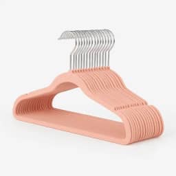 Kit 10 Cabide Infantil de Veludo Antideslizante Slim Ultrafino para Roupa Calça Camiseta de Bebe (Rosa)