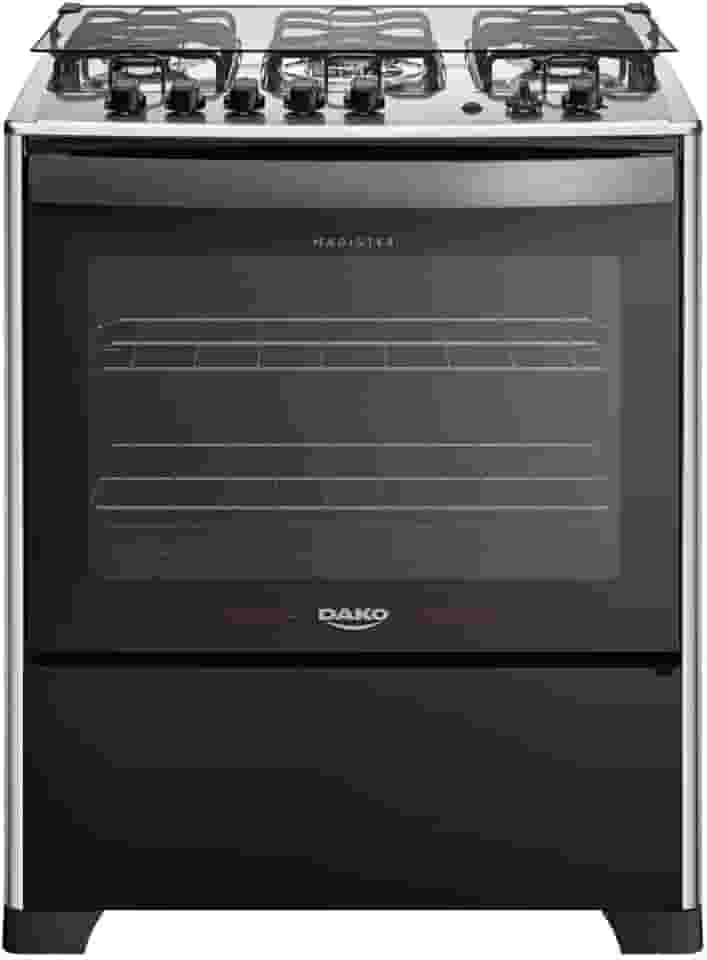 Fogão 5 Bocas Dako Magister Grill Preto com Mesa Inox Bivolt