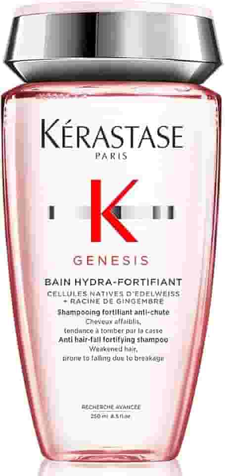 Kérastase Genesis Bain Hydra-Fortifiant Shampoo, Tratamento Fortificante Antiqueda por Quebra para Cabelos Finos e Oleosos, com Flor de Edelweiss e Raiz de Gengibre, 250ml