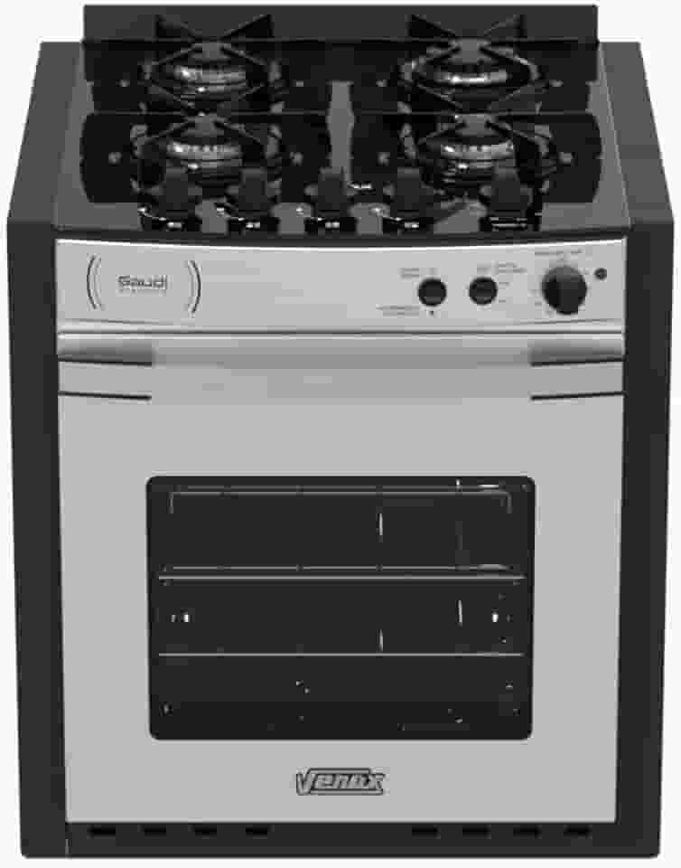 Fogao de Embutir 4 Bocas Venax Gaudi Platinum Vitreo Inox Gas GLP 127V