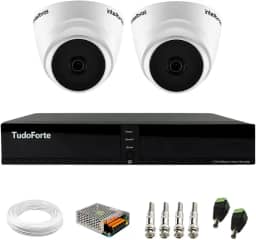 Kit 2 Câmeras Dome VHL 1220 D G8 HDCVI 2mp Intelbras Visão Noturna 20m + Dvr Tudo Forte TFHDX 3304 4 Canais