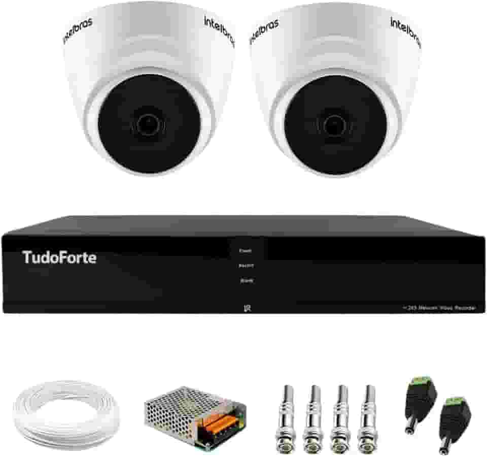 Kit 2 Câmeras Dome VHL 1220 D G8 HDCVI 2mp Intelbras Visão Noturna 20m + Dvr Tudo Forte TFHDX 3304 4 Canais