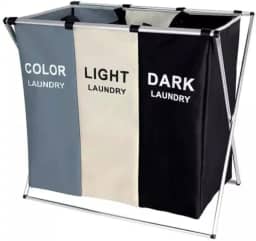 Cesto Organizador Para Roupa Suja de Tecido Oxford Cesto de Lavanderia Dobrável Portátil com 3 Divisórias