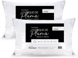 Kit 02 Travesseiros King Toque de Pluma Firme 90cm x 50cm Alto Macio e Confortável - Casa Paulinha