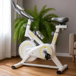 Nakasaki Bicicleta Ergométrica Spinning, Branco, Metal, Display Digital, Suporte para Tablet, Roda 10kg, NK7101bc, Capacidade 120kg