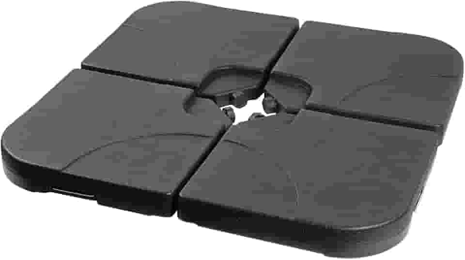 Base Suporte JX015-01 Guarda-sol Ombrelone Suspenso Haste Lateral 4 Peças Quadrada - Preenchível Com Água Areia 90kg, Plástico HDPE Resistente Para Jardim Quintal Piscina