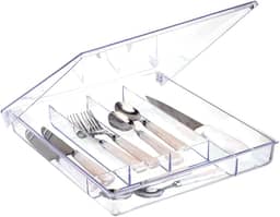 Keita Porta Talher Organizador de Talheres Multiuso Com Tampa Transparente