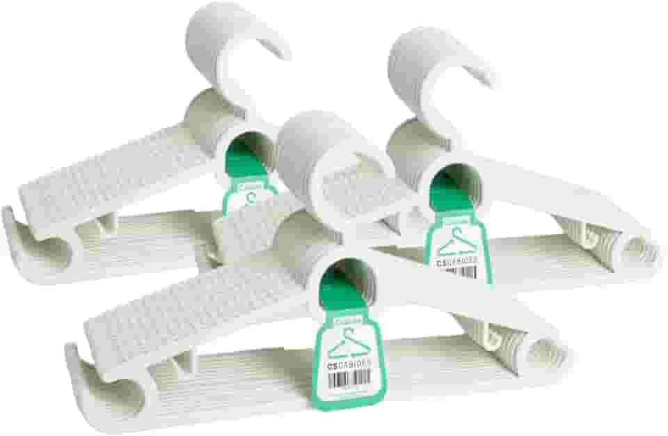 Kit 20 Unidades Cabide Branco Resistente Kits Cabides Reforçados Para Roupas Pesadas Resistentes Calças Shorts Camisetas Camisas Multiuso CSCABIDES