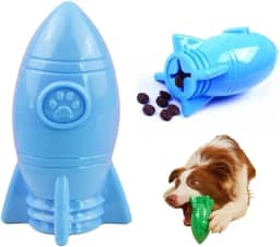 Brinquedo Recheável Cães Foguete Comedouro Pet Interativo (Azul)