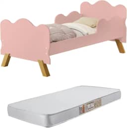 Mini Cama Angel com Grade de Proteção e Colchão. (Rose)