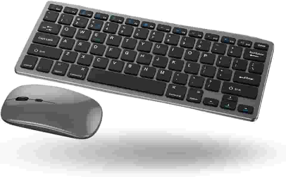 Teclado e Mouse Bluetooth 5.0 e Wireless 2.4G – Conjunto Sem Fio Compacto para iMac, MacBook, iPad, Android e TV - Premium