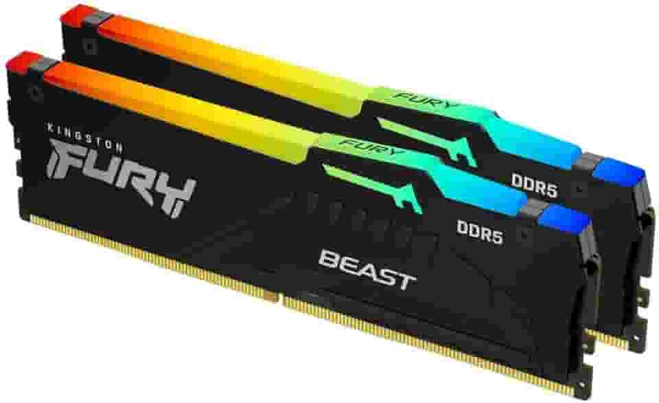 Kingston Kit de memória de desktop FURY Beast 16GB (2x8GB) 6000MT/s DDR5 CL36 RGB com 2 | Sincronização infravermelha | AMD Expo | Plug N Play | KF560C36BBEAK2-16
