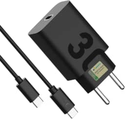 Carregador Turbo 30W Ultra Rápido Tipo C Com Carregamento Rápido + Cabo Tipo C Compatível Com Todos Os Dispositivos Android Ios IPhone 15/16, Xiaomi