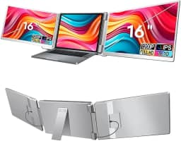 16'' Extensor de Tela para Notebook, 1080P FHD Tela Tripla para Notebook Monitor Portatil, Plug & Play tipo C/HDMI/USB-A, Chrome para laptop de 12 a 18,5 polegadas