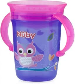 Nuby Copo Com Alça Decorado Com Alça 360 Graus 240Ml Lilás