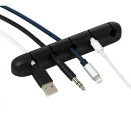 Organizador de Cabos e Fios em Silicone Flexível 5 Entradas – Suporte Adesivo para Mesa e Escritório