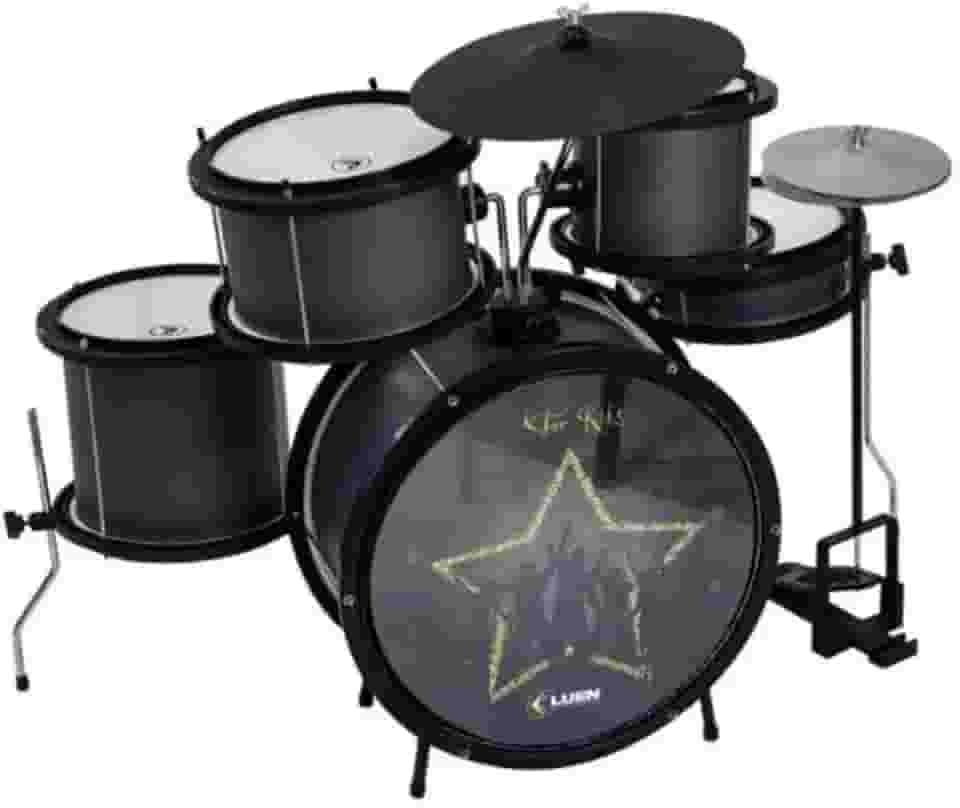 Bateria Infantil Star Kids 05 Pecas Alumisteel E P.S. Pint Eletro Preto Aro Nylon Pele Leitosa - Inf - Luen