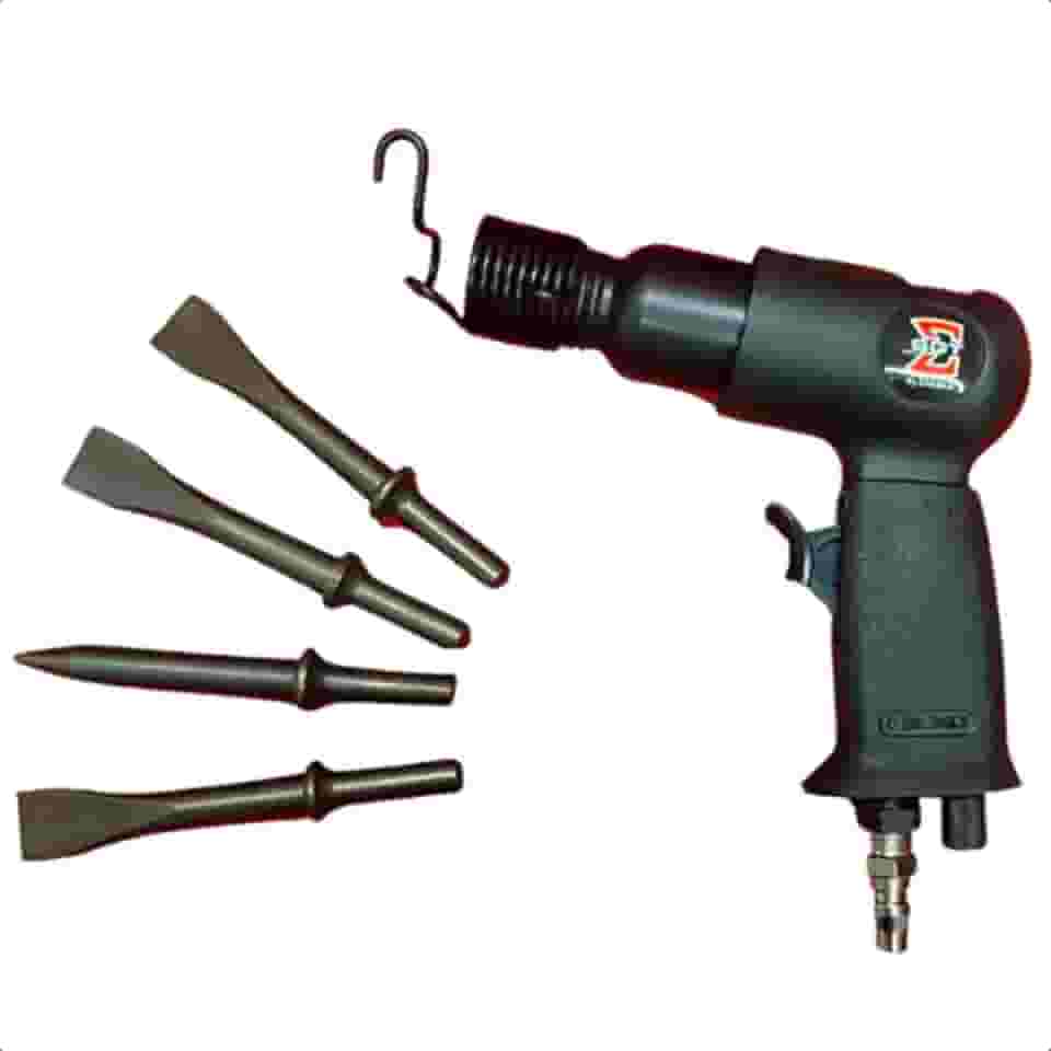 Martelete Pneumático Profissional – Curso 150mm com Cinzéis Redondos, Regulagem de Ar e Corpo em Alumínio