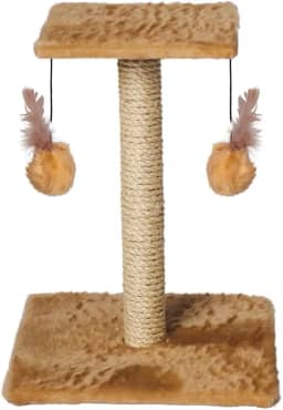 Arranhador Para Gatos Poste Com Brinquedo Duplo Exclusivo (Bege)
