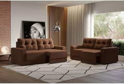 Conjuntos de Sofás 2 e 3 Lugares Lubeck Retrátil Marrom