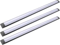 Kit 3 Luminaria Tubular Linear Led Sobrepor Slim 18w 6500k 60cm Luz Branca Bivolt Acabamento Preto Para Teto, Madeira, Gesso Moderna