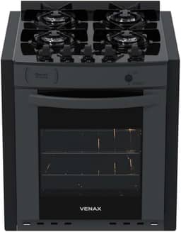 Fogao de Embutir 4 Bocas Venax Gaudi Prisma Vitreo Bl Grafite Gas Glp