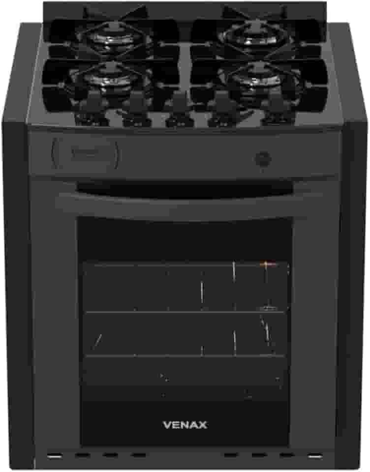 Fogao de Embutir 4 Bocas Venax Gaudi Prisma Vitreo Bl Grafite Gas Glp