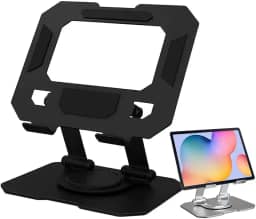 Suporte para Celular e Tablet de Mesa em Aço Carbono – Ajustável, Dobrável, Rotação 360°, Ergonômico e Reforçado para Home Office e Escritório