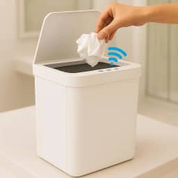 Lixeira Automática 13L com Sensor de Movimento Infravermelho Sem Toque Tampa Automática IPX5 Branco para Cozinha Banheiro Escritório Fechamento Automático