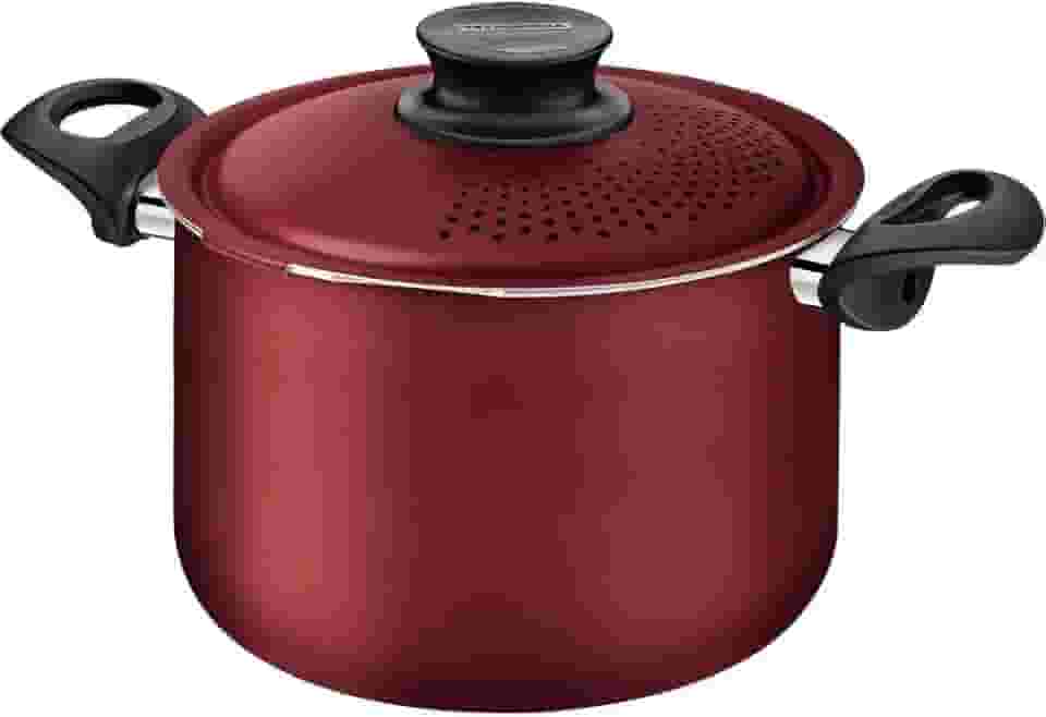 Espagueteira Tramontina Paris em Alumínio com Revestimento Interno e Externo em Antiaderente Starflon Max com Tampa de Alumínio Vermelho 24 cm 7,3 L