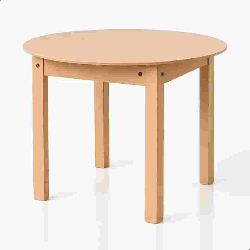 Mesinha Didática Redonda Infantil em MDF Cru – 65cm de Diâmetro, Segura e Funcional para Atividades e Refeições