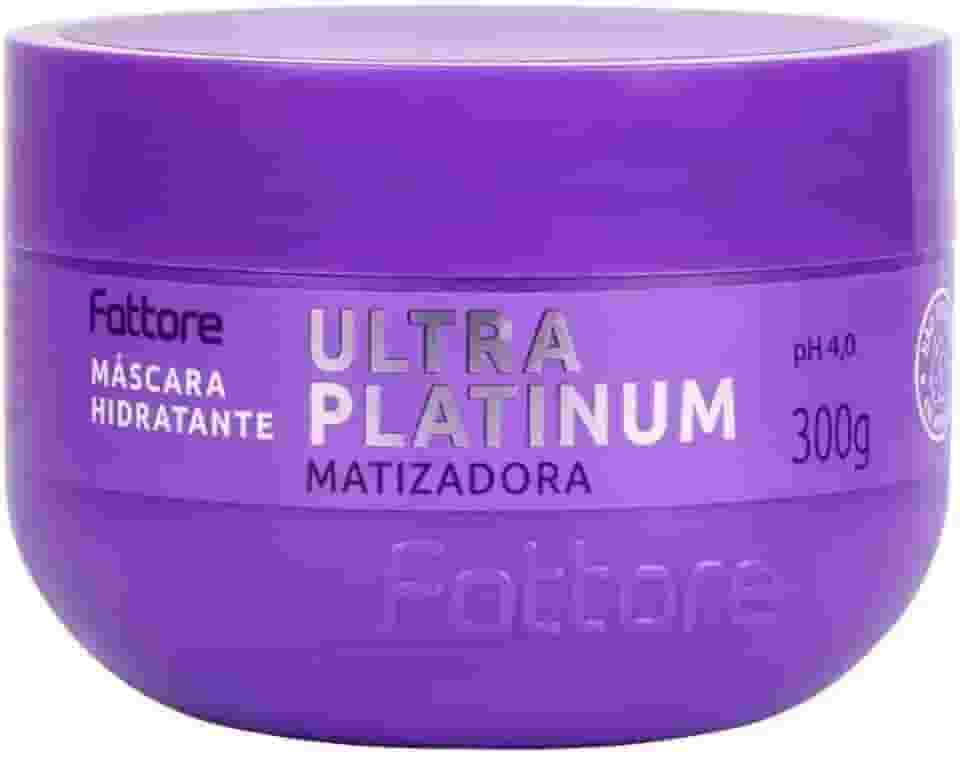 Máscara Matizadora Hidratante Fattore Ultra Platinum 300g – Gradual Color System Até 5 Tons – pH 4,0 – Com Manteiga de Karité, Lanolina e Glicerina – Hidratação Profunda, Nutrição e Brilho – Cabelos Loiros, Grisalhos e com Mechas – Cruelty Free