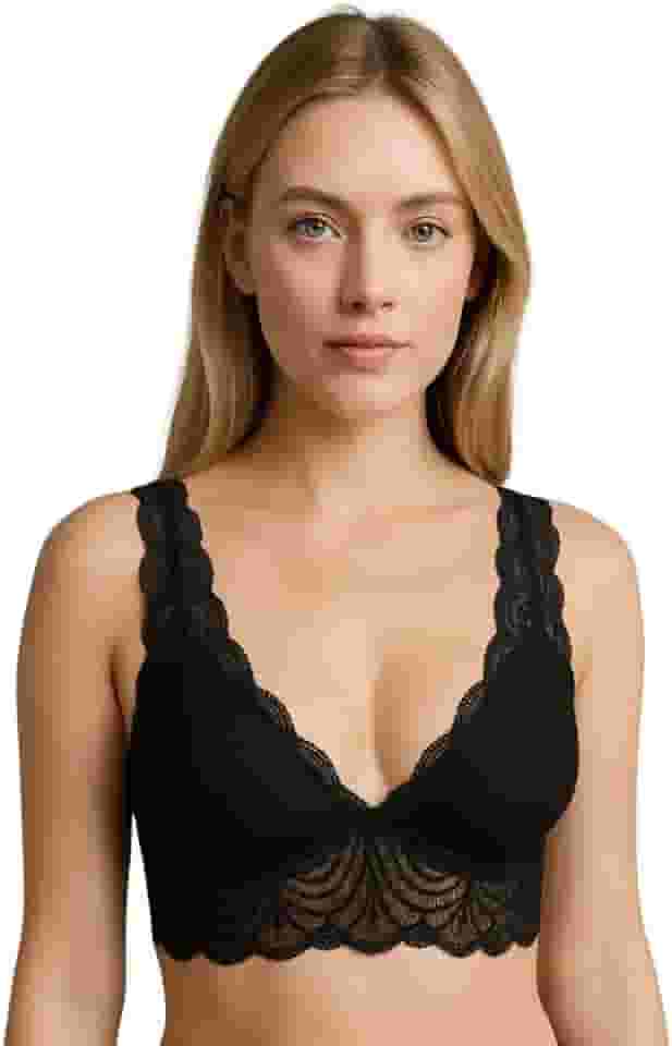 Sutiã de Renda Lingerie com Bojo Triângulo Alça Larga Débora