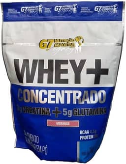 WHEY CONCENTRADO + 3g CREATINA + 5g GLUTAMINA - REFIL 1KG - SABOR MILKSHAKE MORANGO - G7 NUTRIÇÃO ESPORTIVA LEGACY