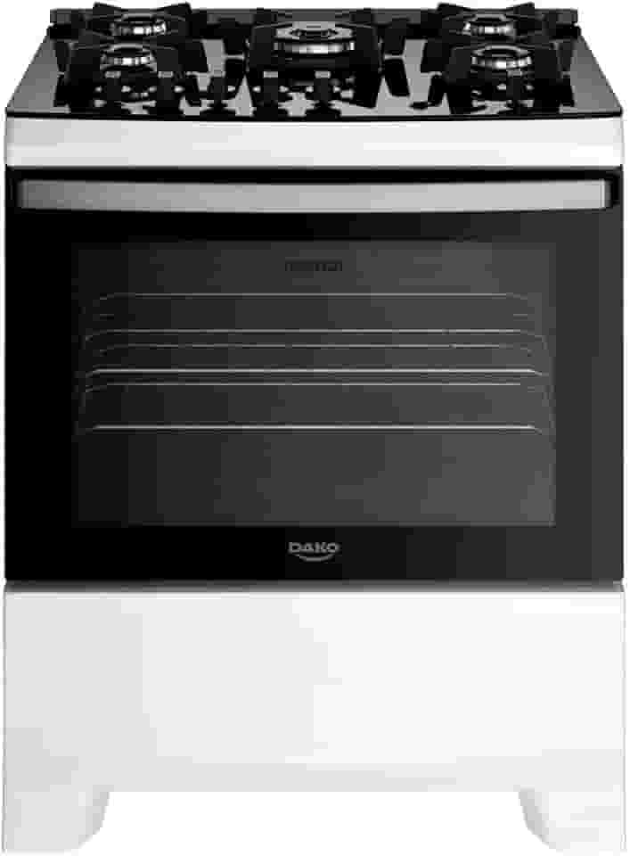 Fogão 5 Bocas Dako Supreme Glass Mesa De Vidro Branco Bivolt