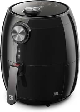 Fritadeira Elétrica sem oleo Electrolux Air fryer 4,5L 8 receitas pré-sugeridas desligamento automático cesto removivel 1400W EAF15 preta 127v