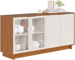 Buffet Vitória Colibri Móveis com 4 Portas e 2 Prateleiras Freijó/Off White