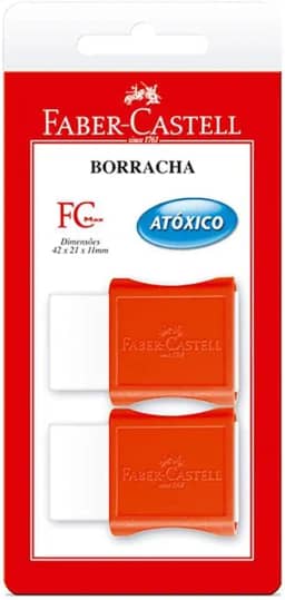 Borracha Branca Pequena com Capa Plástica, Faber-Castell, FC Max, SM/107024, 2 Unidades