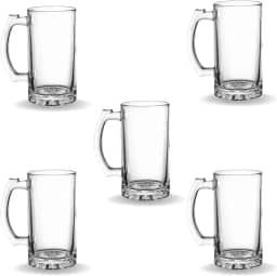 Kit Jogo 5 Canecas De Chopp 500ml Vidro Cerveja Festa Evento Amordicaneca Restaurante Hotel Bar Buffet Linha Profissional E Casa