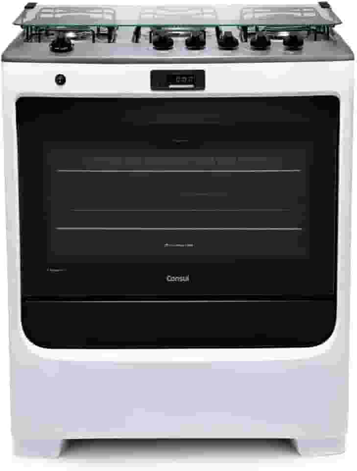 Fogão Consul 5 bocas branco com duplachama e timer digital - CFS5QAB BIVOLT