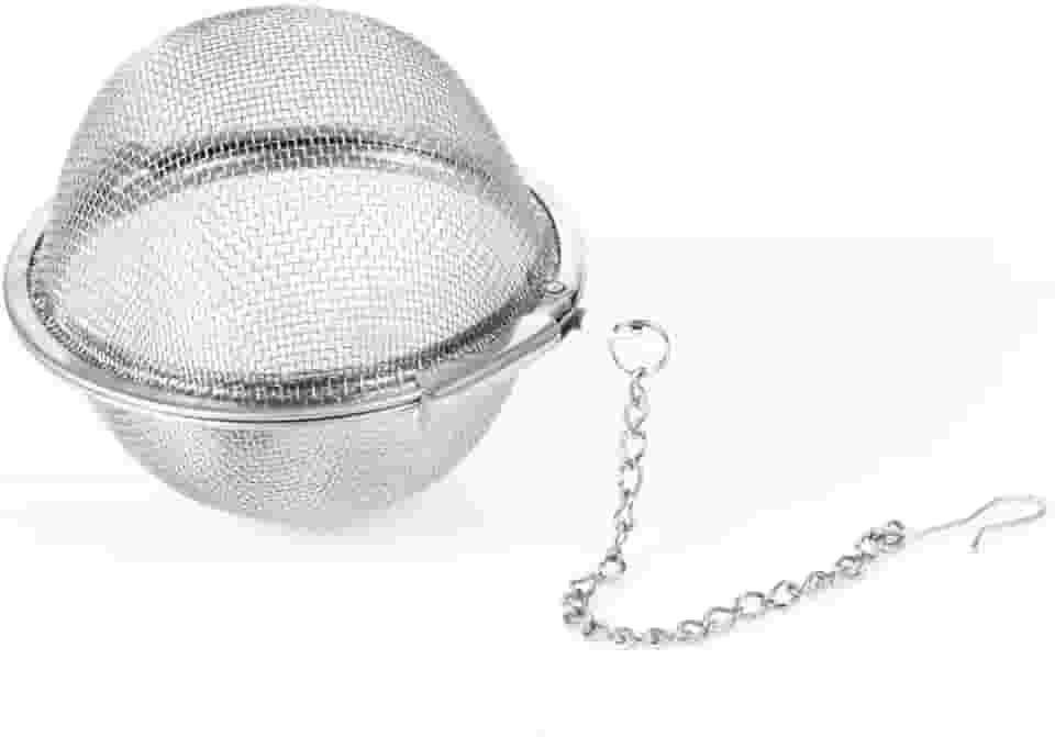Infusor de Chá em Aço Inox, Peneira com Tela Fina, Corrente para Infusão, Coador para Chás e Especiarias