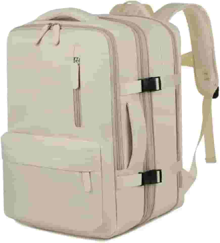 Mochila Casual Viagem Mochila Executiva Grande Expansível para Notebook Compacta, Unissex, Reforçada, Escola, Mala de Mão, Trabalho, Escritório, Academia, Moderna Viral Com USB, PREMIUM (Bege)