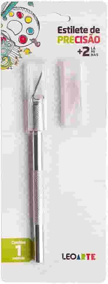 Estilete Tipo Bisturi C/2 Laminas Extras Blister Leo&leo Leonora, Prata