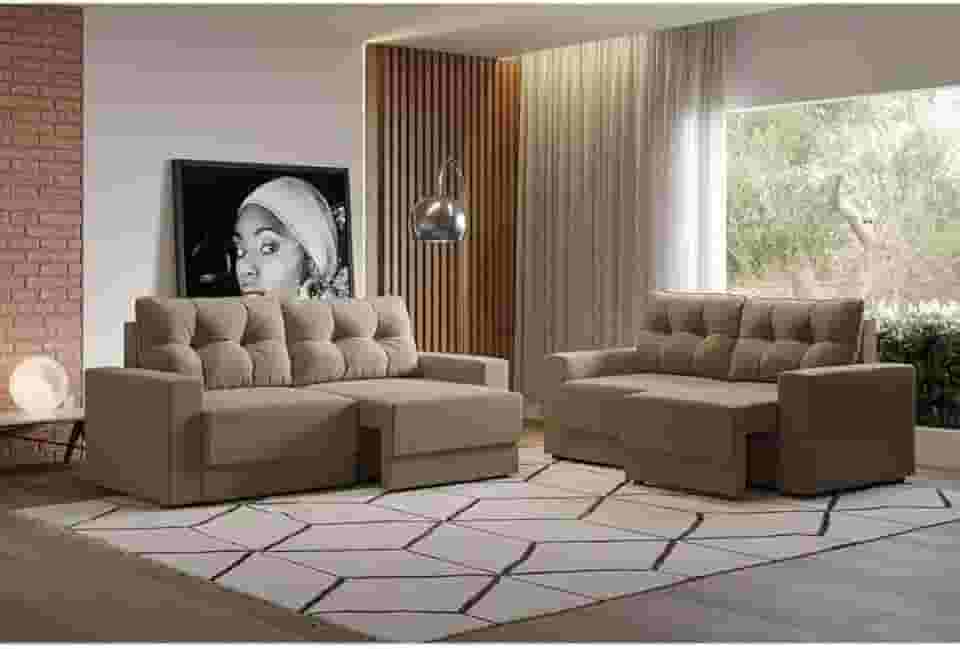 Conjuntos de Sofás 2 e 3 Lugares Lubeck Retrátil Bege